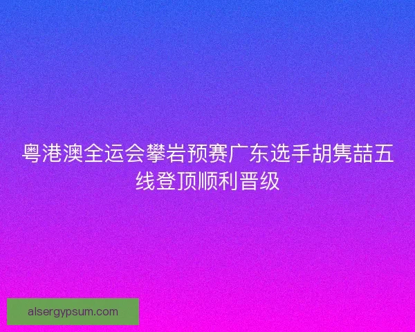 粤港澳全运会攀岩预赛广东选手胡隽喆五线登顶顺利晋级