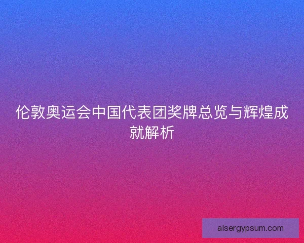伦敦奥运会中国代表团奖牌总览与辉煌成就解析